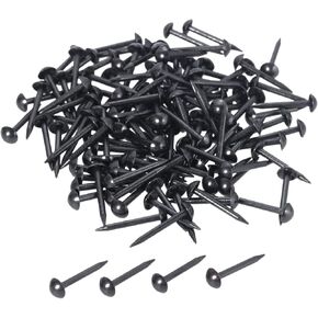 dophee 100Pcs Black Upholstery Nails Tacks, Iron Vintage Round Head Thumb Tacks Push Pin Studs for Furniture Sofa Door Cork Board DIY Projects Home Decoration, 7x17mm/0.28"x0.67"