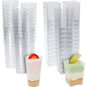 Juvale 72 Pieces Assorted Dessert Cups for Appetizers, Snacks, Plastic Shot Glasses 3oz and 5oz, Cups for Anniversary, Wedding Reception, Baby Shower, Birthday Party (Serves 36) in Kuwait