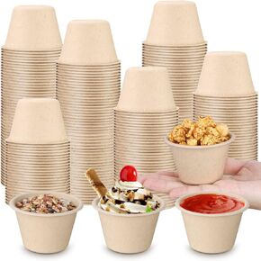 300 قطعة من أكواب ورقية صغيرة تستخدم لمرة واحدة بهارات الطعام وأكواب صغيرة وصلصة صغيرة وأوعية ورقية صغيرة لحفظ الوجبات الخفيفة والحلوى لتخزين الطعام (118 مل) in Kuwait