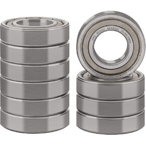 XiKe 10 Pcs 6205ZZ Double Metal Seal Bearings 25x52x15mm, Pre-Lubricated and Stable Performance and Cost Effective, Deep Groove Ball Bearings.