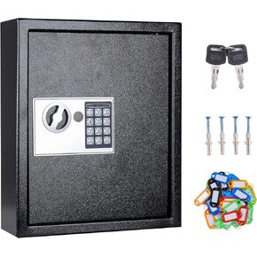 UMEKEN Key Box Wall Mount 100 Position Valet Digital Key Cabinet Lock Box with Code, Electronic Key Holder Lockbox with Key Tags, Key Organizer Locker Box, Black, 15.75" x 4.72" x 21.65"