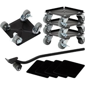 Furniture Movers with Wheels, Portable Moving Rollers Leg Dollies for Heavy Furniture, 4 Wheels Small Flat Dolly, 440 Lbs Capacity, 2 Pack, Black