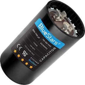 590-708 mfd uF 110-125VAC ±20% Volts Round Motor Start Capacitor 50/60 Hz AC Electric Replacement Part by Blue Stars