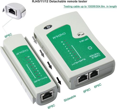 جهاز اختبار كابل الشبكة المحدث من CHZHLM، اختبار كابل الشبكة المحلية، يدعم أداة كابل شبكة POE لكابل RJ45/RJ11/RJ12/CAT5/CAT6/UTP، مادة مقاومة للحريق in Kuwait