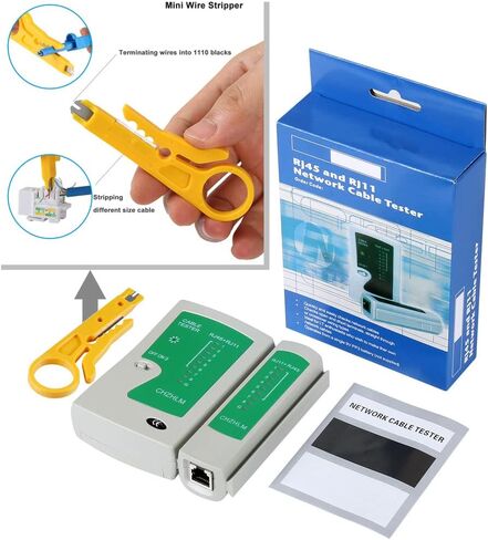 جهاز اختبار كابل الشبكة المحدث من CHZHLM، اختبار كابل الشبكة المحلية، يدعم أداة كابل شبكة POE لكابل RJ45/RJ11/RJ12/CAT5/CAT6/UTP، مادة مقاومة للحريق in Kuwait