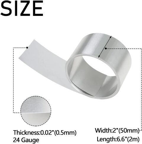 لفة من رقائق الألومنيوم المعدنية 1060 درجة 24 مقياس × 2 بوصة × 6.6 قدم، شريط صفائح معدنية وامضة من الألومنيوم للحرف اليدوية in Kuwait