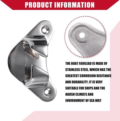 Hihaha Boat Fairlead/Boat Angled Bow Chocks/Durable/Stainless Steel / 2 Pcs/Silver Tone/for Ship Yacht Boats in Saudi Arabia