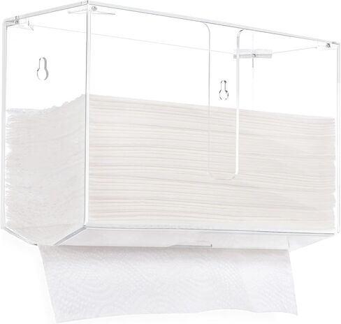 اتش بي لايف موزع مناشف ورقية، حامل مناشف ورقية يثبت على الحائط لتخزين المناشف الورقية متعددة الطيات، اكريليك شفاف in Kuwait