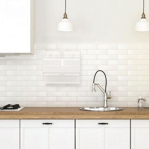 اتش بي لايف موزع مناشف ورقية، حامل مناشف ورقية يثبت على الحائط لتخزين المناشف الورقية متعددة الطيات، اكريليك شفاف in Kuwait