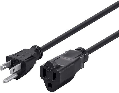 كابل سلك تمديد الطاقة Monoprice 6ft 16AWG - SJT 16/3C NEMA 5-15P TO NEMA 5-15R (13A/125V) AP301+SP506 - أسود in Kuwait