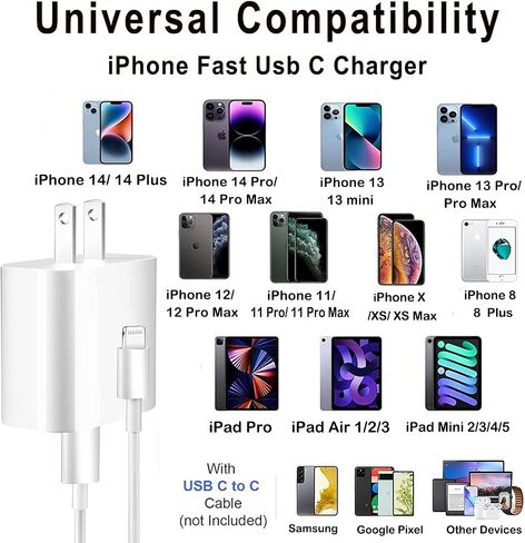 iPhone Charger Fast Charging,【Apple MFi Certified】2Pack Type C Fast Apple Charger Block Adapter 6FT USB-C to Lightning Cable for iPhone 14/13/13 Pro/12/12 Pro/12 Pro Max/11/Xs Max/XR/X/SE,iPad,AirPods in Saudi Arabia