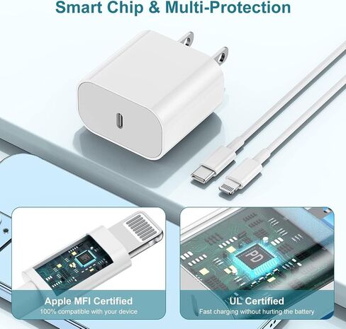 iPhone Charger Fast Charging,【Apple MFi Certified】2Pack Type C Fast Apple Charger Block Adapter 6FT USB-C to Lightning Cable for iPhone 14/13/13 Pro/12/12 Pro/12 Pro Max/11/Xs Max/XR/X/SE,iPad,AirPods in Saudi Arabia