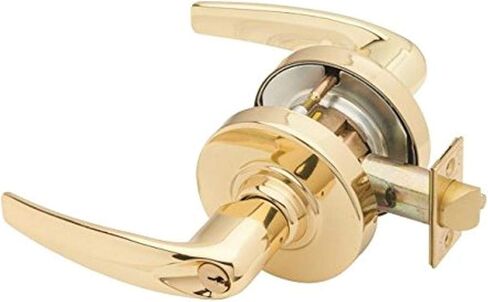 قفل أسطواني من سلسلة Schlage Commercial ND53ATH605 ND من الدرجة الأولى، قفل بوظيفة الدخول/الضغط على الزر، تصميم رافعة أثينا، لمسة نهائية من النحاس اللامع in Kuwait
