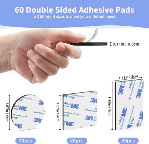 3M Adhesive Pads, 60pcs Foam Tape Pads with 3M Adhesive, Sticky Self-Adhesive Pads Replacement Mounting Tape for Picture, Car, Home, Office in Kuwait