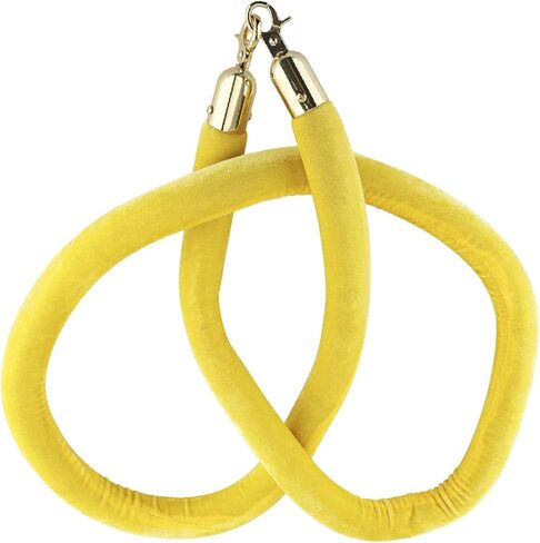 NovelBee 4 قطع من الحبال المخملية الصفراء مع خطافات ذهبية، حبال حاجز طابور بطول 5 أقدام، حواجز أمان من الحبال المخملية للتحكم في الحشود لديكورات الحفلات in Kuwait