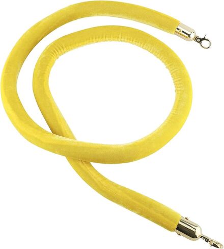 NovelBee 4 قطع من الحبال المخملية الصفراء مع خطافات ذهبية، حبال حاجز طابور بطول 5 أقدام، حواجز أمان من الحبال المخملية للتحكم في الحشود لديكورات الحفلات in Kuwait