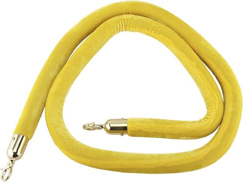 NovelBee 4 قطع من الحبال المخملية الصفراء مع خطافات ذهبية، حبال حاجز طابور بطول 5 أقدام، حواجز أمان من الحبال المخملية للتحكم في الحشود لديكورات الحفلات in Kuwait