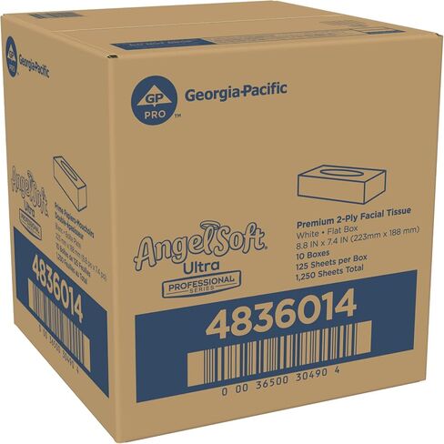 مناديل الوجه من سلسلة Georgia-Pacific Angel Soft Ultra Professional Series المكونة من طبقتين؛ صندوق المكعب؛ 4636014; 96 ورقة في كل صندوق؛ 10 صناديق لكل علبة؛ أبيض in Kuwait