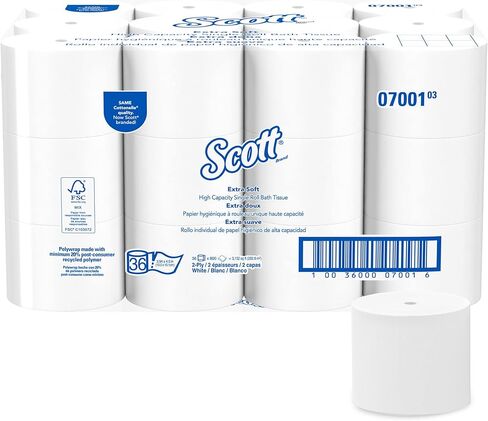 Kleenex Scott Coreless Extra Soft Standard Roll Toilet Paper (07001), Standard Rolls, 36 Rolls/Case, 800 Sheets/Roll, 28,800 Sheets/Case in Kuwait
