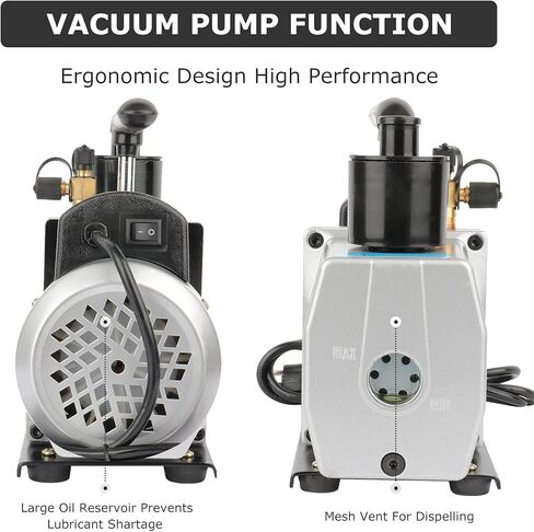 GCSJ 5CFM 1/2HP مضخة فراغ مزدوجة المرحلة دوارة دوارة HVAC تبريد تكييف الهواء أداة هواء تيار متردد 25 ميكرون 320 مل 110 فولت 60 هرتز HVAC مضخة دوارة عميقة متينة وموثوقة in Kuwait