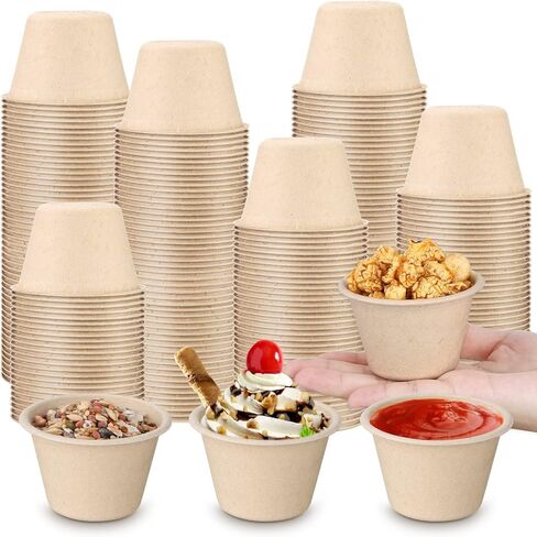 300 قطعة من أكواب ورقية صغيرة تستخدم لمرة واحدة بهارات الطعام وأكواب صغيرة وصلصة صغيرة وأوعية ورقية صغيرة لحفظ الوجبات الخفيفة والحلوى لتخزين الطعام (118 مل) in Kuwait