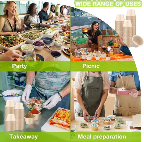 300 قطعة من أكواب ورقية صغيرة تستخدم لمرة واحدة بهارات الطعام وأكواب صغيرة وصلصة صغيرة وأوعية ورقية صغيرة لحفظ الوجبات الخفيفة والحلوى لتخزين الطعام (118 مل) in Kuwait