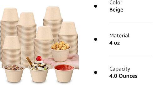 300 قطعة من أكواب ورقية صغيرة تستخدم لمرة واحدة بهارات الطعام وأكواب صغيرة وصلصة صغيرة وأوعية ورقية صغيرة لحفظ الوجبات الخفيفة والحلوى لتخزين الطعام (118 مل) in Kuwait