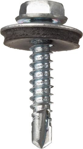 Small Parts Steel Self-Drilling Screw, Zinc Plated Finish, Hex Washer Head, External Hex Drive, Sealing, Includes Washer, 1-1/4" Length, #10-16 Threads (Pack of 100) in Saudi Arabia