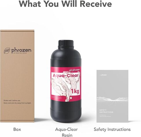 phrozen Aqua Resin for 3D Printing,405nm LCD UV-Curing Photopolymer Resin for Low Shrinkage, Vivid Blue Color, Low Odor, Non-Brittle (Clear, 1KG) in Saudi Arabia