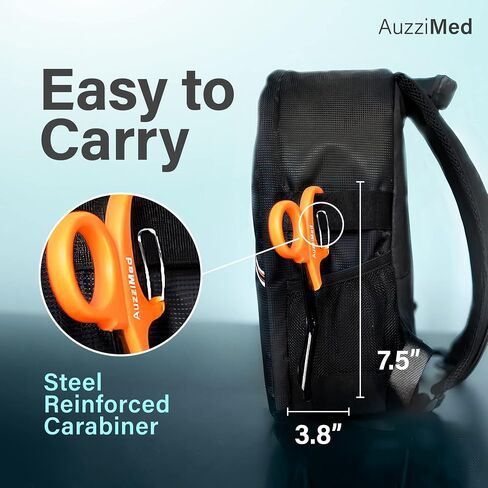 AuzziMed Trauma Shears with Carabiner Clip, Medical Shears with Curved Safety Blades and Oxygen Wrench, 7.5 Inch, Olive Green in Saudi Arabia