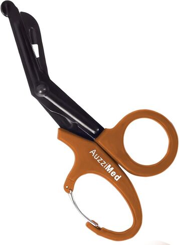 AuzziMed Trauma Shears with Carabiner Clip, Medical Shears with Curved Safety Blades and Oxygen Wrench, 7.5 Inch, Olive Green in Saudi Arabia