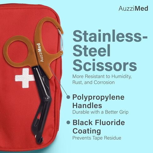 AuzziMed Trauma Shears with Carabiner Clip, Medical Shears with Curved Safety Blades and Oxygen Wrench, 7.5 Inch, Olive Green in Saudi Arabia