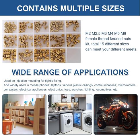 305 قطعة M2 M2.5 M3 M4 M5 M6 متري مترابطة إدراج لجوز مخرش مجموعة الحرارة إدراج الجوز الخيوط النحاس إدراج مجموعة متنوعة للطباعة ثلاثية الأبعاد حقن صب الصحافة الموضوع المكسرات in Kuwait