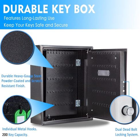 UMEKEN Key Box Wall Mount 100 Position Valet Digital Key Cabinet Lock Box with Code, Electronic Key Holder Lockbox with Key Tags, Key Organizer Locker Box, Black, 15.75" x 4.72" x 21.65" in Saudi Arabia