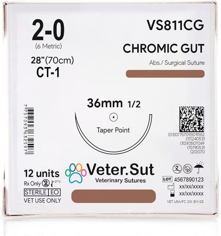 خياطة جراحية للامعاء الكروميك 2-0 من فيترسوت، (CT-1) 1/2 36 ملم، 12 قطعة، للاستخدام البيطري in Kuwait