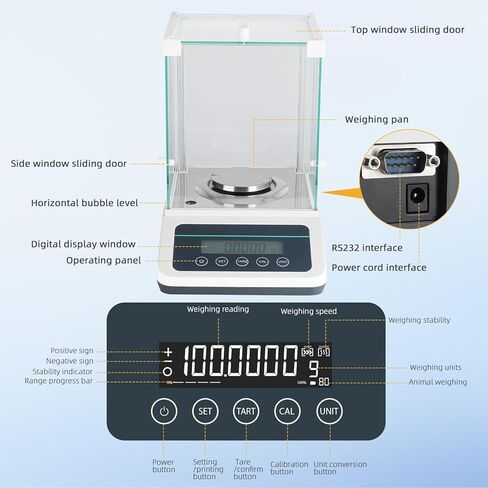 faruijie Precision Lab Scale 0.0001g - Analytical Balance,Laboratory Electronic Balance with Digital Weights and RS232 Interface（120gx0.1mg） in Kuwait