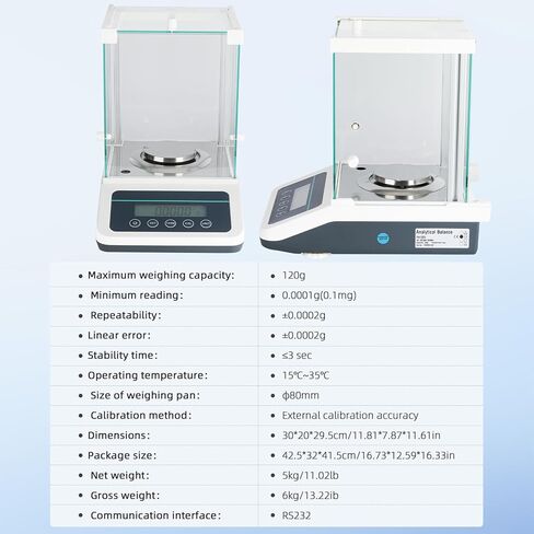 faruijie Precision Lab Scale 0.0001g - Analytical Balance,Laboratory Electronic Balance with Digital Weights and RS232 Interface（120gx0.1mg） in Kuwait
