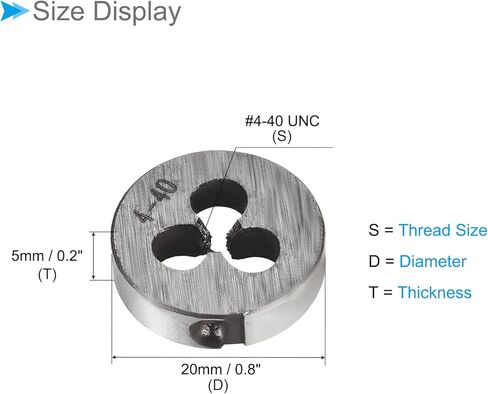 قوالب الخيوط المستديرة CoCud، 4-40 UNC، أدوات طحن لولبية فولاذية من سبيكة 9SiCr - (التطبيقات: لإصلاح خيط الماكينة)، قطعتان in Kuwait