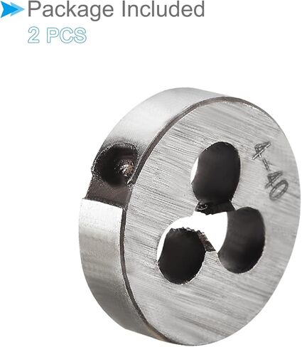 قوالب الخيوط المستديرة CoCud، 4-40 UNC، أدوات طحن لولبية فولاذية من سبيكة 9SiCr - (التطبيقات: لإصلاح خيط الماكينة)، قطعتان in Kuwait