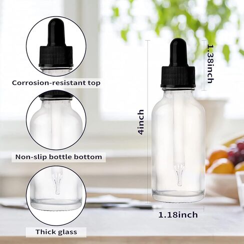24 Pack 1oz Amber Glass Bottles with Glass Eye Droppers for Essential Oils, Perfumes & Lab Chemicals (Brush, Funnels, 2 Extra Droppers, 36 Pieces Labels & 30ml Measuring Cup Included) in Saudi Arabia