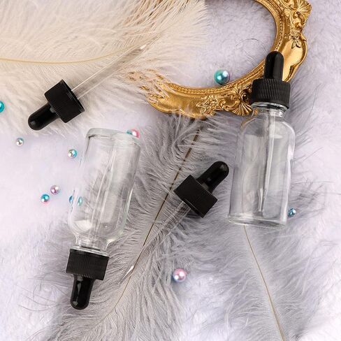 24 Pack 1oz Amber Glass Bottles with Glass Eye Droppers for Essential Oils, Perfumes & Lab Chemicals (Brush, Funnels, 2 Extra Droppers, 36 Pieces Labels & 30ml Measuring Cup Included) in Saudi Arabia