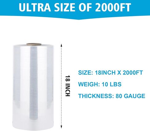 فيلم Bonison مقاس 18 بوصة × 2000 × 80، غلاف قابل للانكماش، غلاف البليت، طبقة تمدد بسمك 20 ميكرون، طبقة انكماش صناعية سميكة. غلاف بلاستيكي شفاف من فئة الماكينات، غلاف فيلم متمدد لنقل متجر التعبئة. in Kuwait