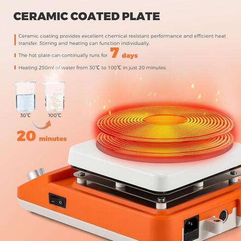 خلاط محرك مغناطيسي Bonvoisin مع لوحة LCD ومسبار درجة الحرارة وحامل دعم و6 قضبان تحريك ومسترجع 100-2000 دورة في الدقيقة بحد أقصى 6 لتر قدرة التحريك 110 فولت 500 وات in Kuwait