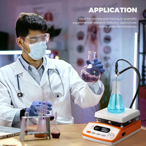 خلاط محرك مغناطيسي Bonvoisin مع لوحة LCD ومسبار درجة الحرارة وحامل دعم و6 قضبان تحريك ومسترجع 100-2000 دورة في الدقيقة بحد أقصى 6 لتر قدرة التحريك 110 فولت 500 وات in Kuwait