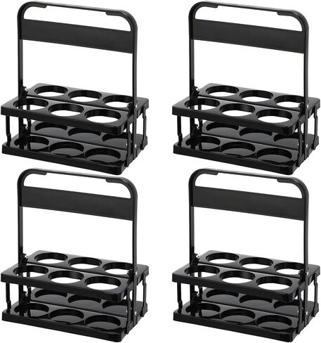 4 قطع حامل مشروبات محمول من سلاير، حامل مشروبات بلاستيكي، حاملات أكواب قابلة لإعادة الاستخدام للمشروبات، حامل أكواب قابل للطي، حامل توصيل المشروبات مع مقبض لسائقي التوصيل، مطعم الطعام، أسود in Kuwait