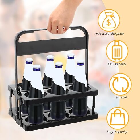 4 قطع حامل مشروبات محمول من سلاير، حامل مشروبات بلاستيكي، حاملات أكواب قابلة لإعادة الاستخدام للمشروبات، حامل أكواب قابل للطي، حامل توصيل المشروبات مع مقبض لسائقي التوصيل، مطعم الطعام، أسود in Kuwait