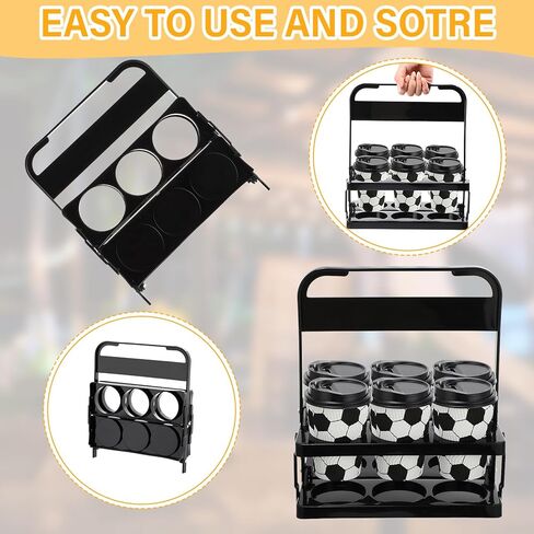 4 قطع حامل مشروبات محمول من سلاير، حامل مشروبات بلاستيكي، حاملات أكواب قابلة لإعادة الاستخدام للمشروبات، حامل أكواب قابل للطي، حامل توصيل المشروبات مع مقبض لسائقي التوصيل، مطعم الطعام، أسود in Kuwait