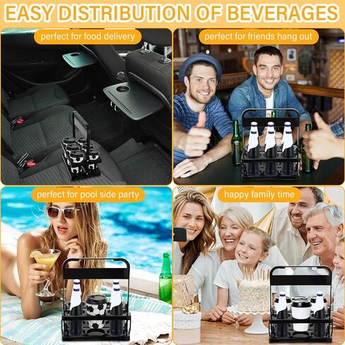 4 قطع حامل مشروبات محمول من سلاير، حامل مشروبات بلاستيكي، حاملات أكواب قابلة لإعادة الاستخدام للمشروبات، حامل أكواب قابل للطي، حامل توصيل المشروبات مع مقبض لسائقي التوصيل، مطعم الطعام، أسود in Kuwait