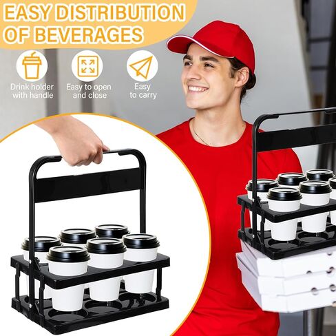 4 قطع حامل مشروبات محمول من سلاير، حامل مشروبات بلاستيكي، حاملات أكواب قابلة لإعادة الاستخدام للمشروبات، حامل أكواب قابل للطي، حامل توصيل المشروبات مع مقبض لسائقي التوصيل، مطعم الطعام، أسود in Kuwait