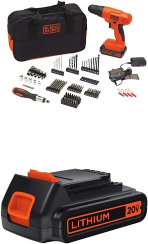 طقم المثقاب اللاسلكي BLACK+DECKER 20V MAX* POWERCONNECT + 100 قطعة. طقم (BDC120VA100)، برتقالي in Kuwait
